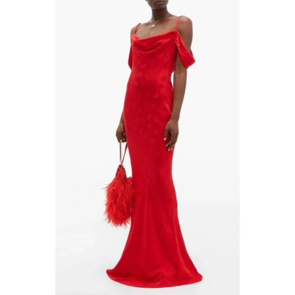 Rat and Boa Dresses & Skirts - Rat And Boa Florentina Cowl Neck Jacquard Maxi Dress Womens Size Small Red